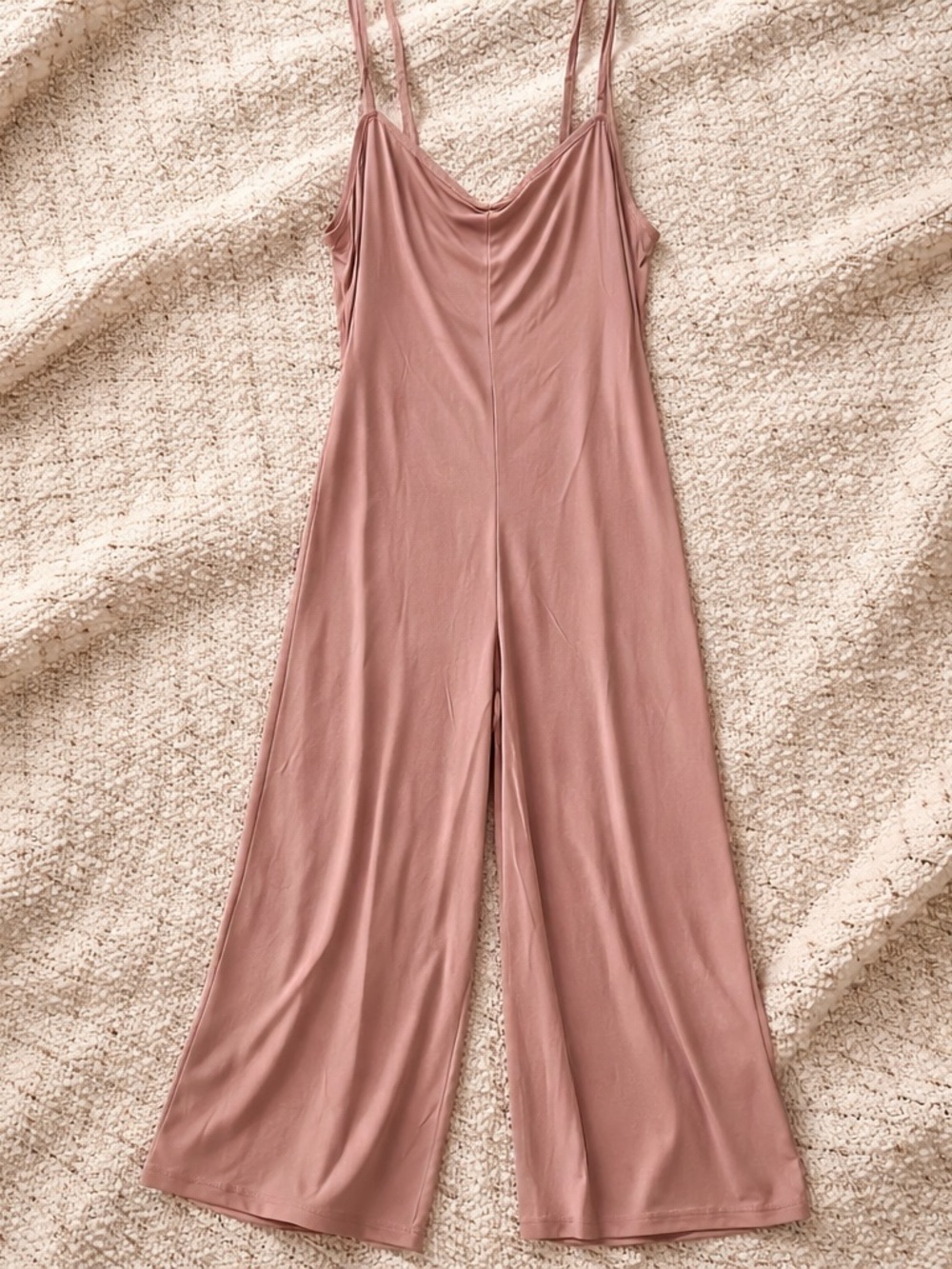 Mystree Mauve Spaghetti-Strap Wide-Leg Jumpsuit size LARGE - Picture 3 of 5